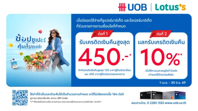 ช้อปโลตัส คุ้มล้นตะกร้ากับบัตรเครดิต UOB