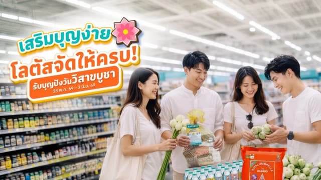 เสริมบุญสุขใจ รับวันวิสาขบูชา ช้อปสินค้าทำบุญได้แล้ว ที่โลตัส