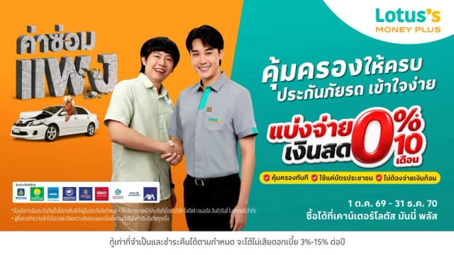 คุ้มครองให้ครบ ประกันภัยรถเข้าใจง่าย ที่โลตัสมันนี่พลัส